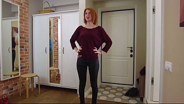 Rina Ray Redhead Amateur Perky Tits & Braces Plays Dress Up